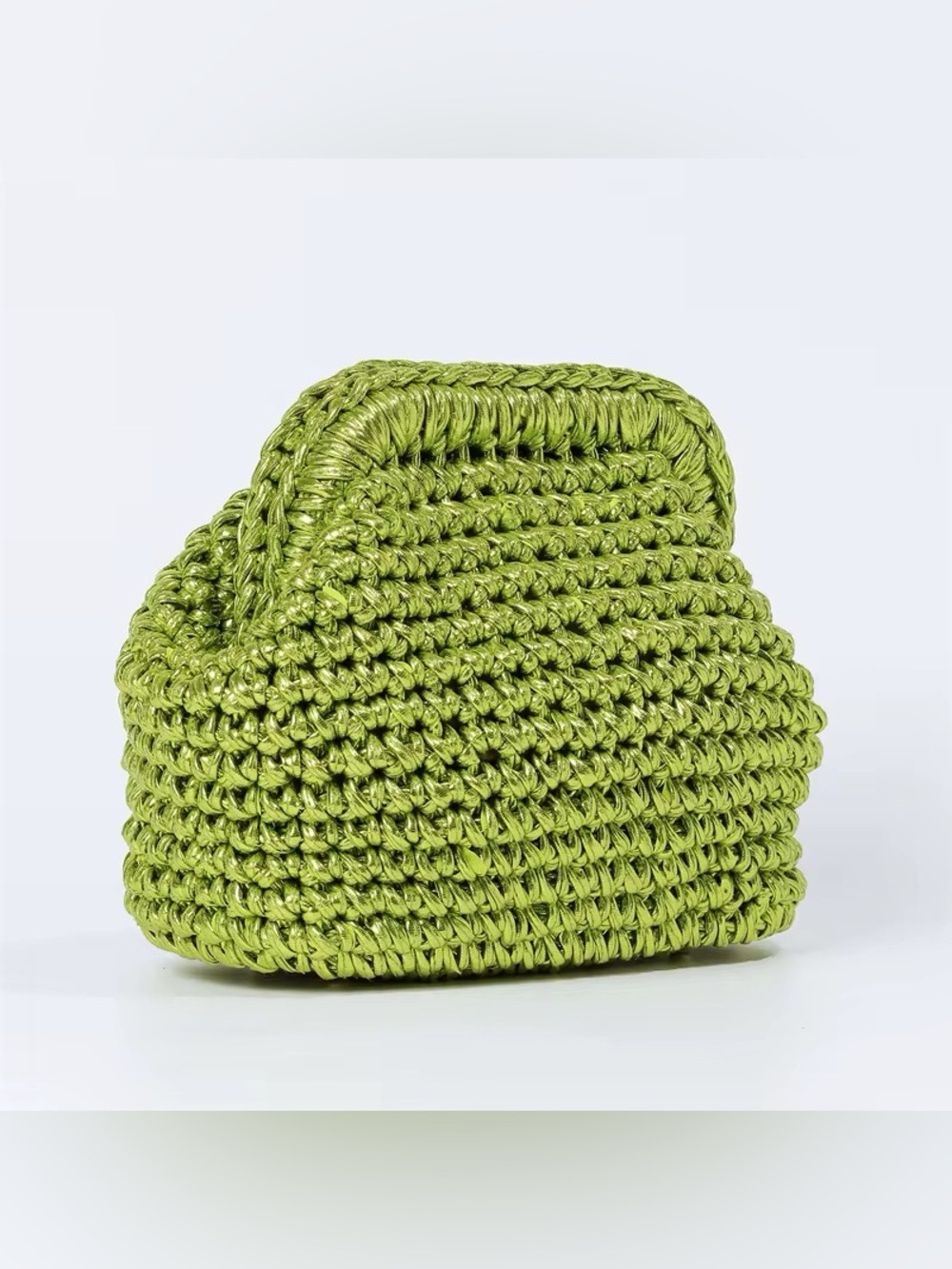 Handwoven Mini Crochet Top-Handle Bag in Green